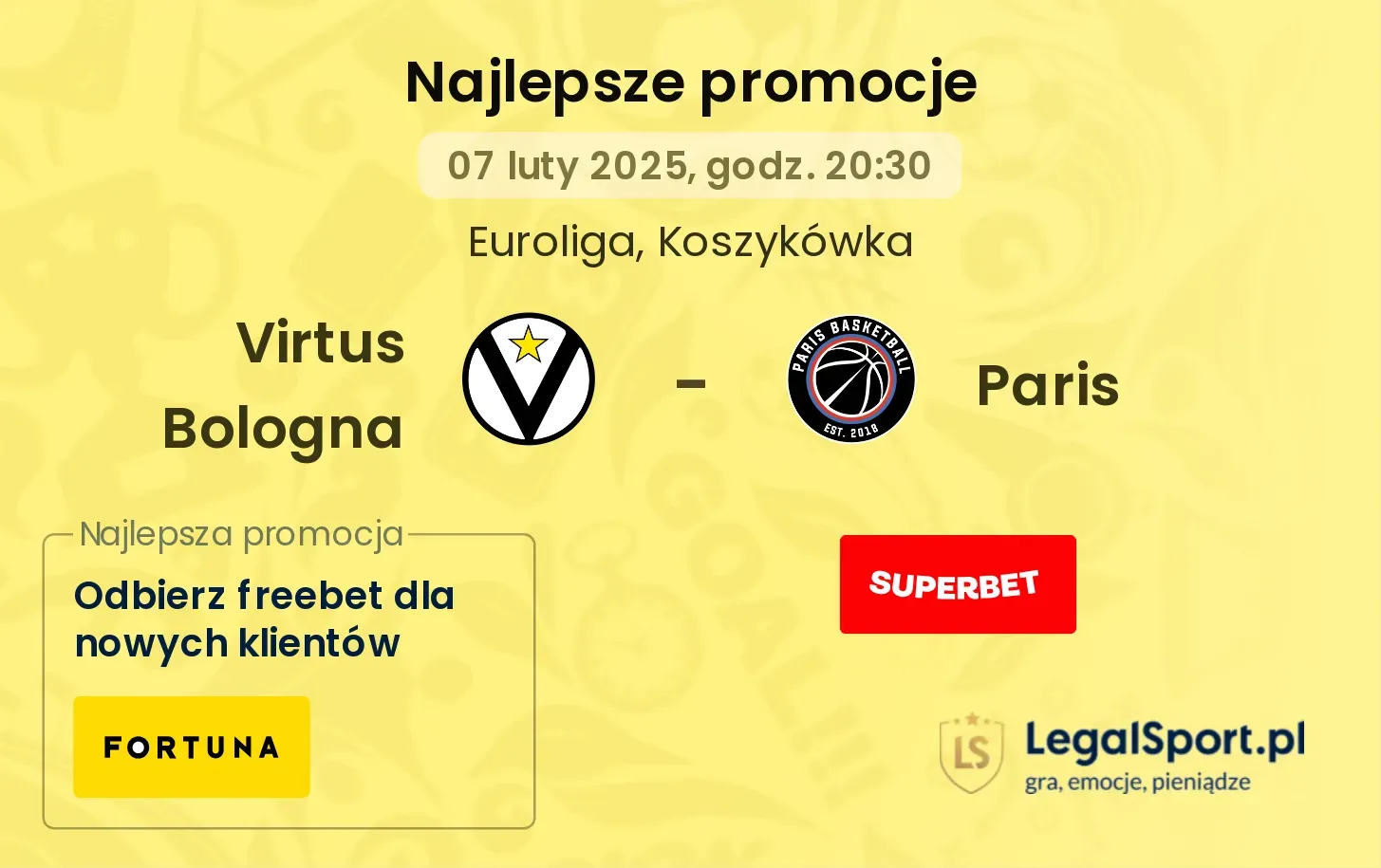 Virtus Bologna - Paris promocje u bukmacherów
