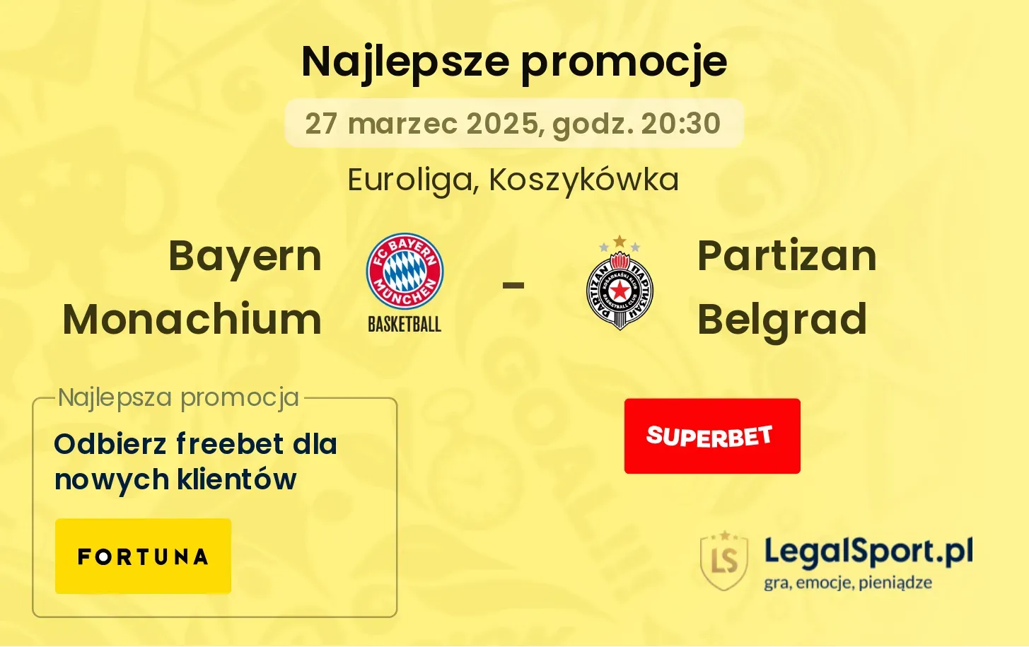 Bayern Monachium - Partizan Belgrad promocje bukmacherskie