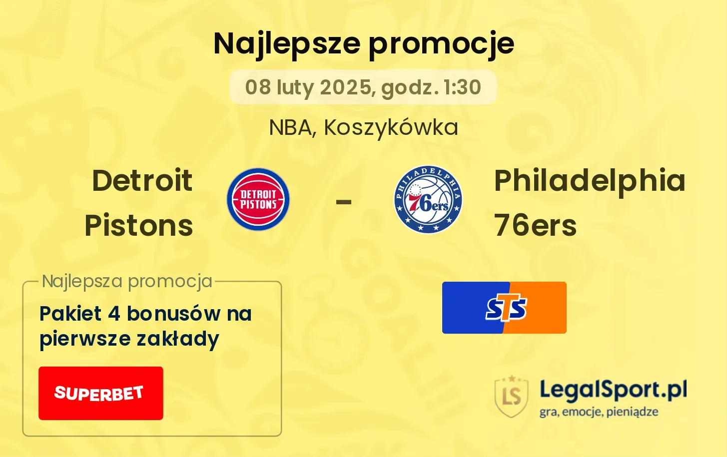 Detroit Pistons - Philadelphia 76ers promocje bukmacherskie