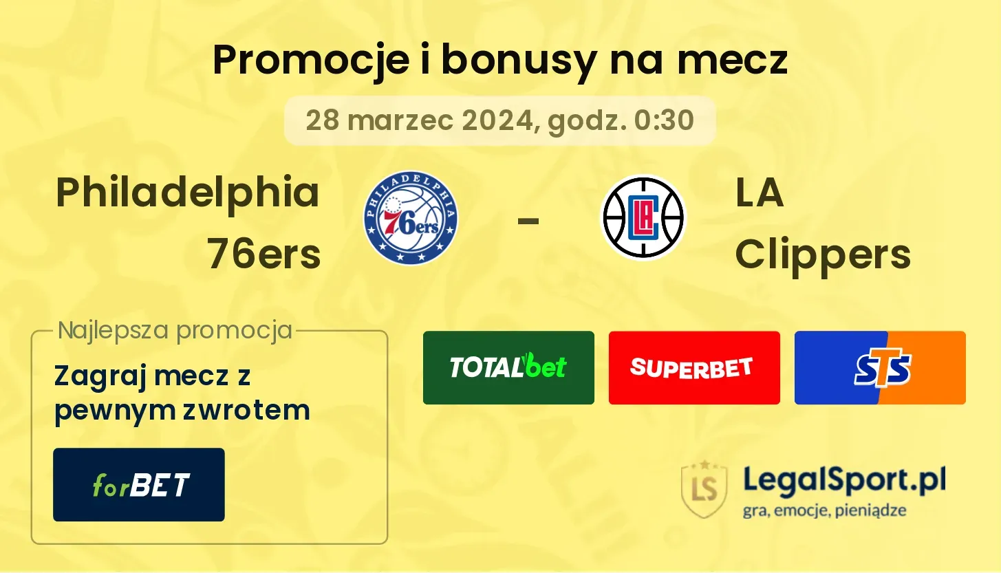 Philadelphia 76ers - LA Clippers promocje bonusy na mecz
