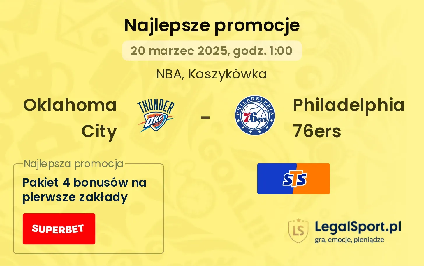 Oklahoma City - Philadelphia 76ers promocje u bukmacherów
