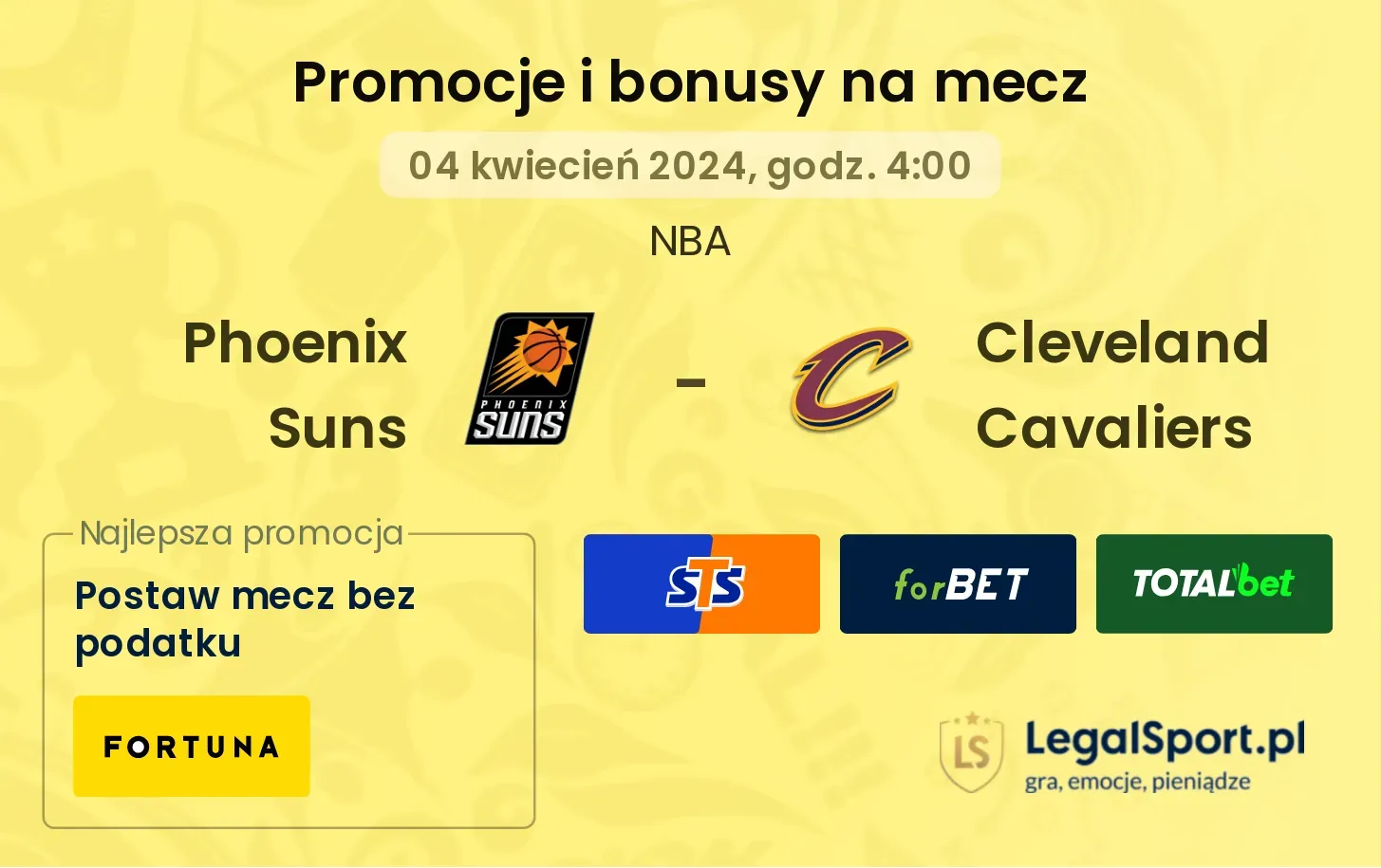 Phoenix Suns - Cleveland Cavaliers promocje bonusy na mecz