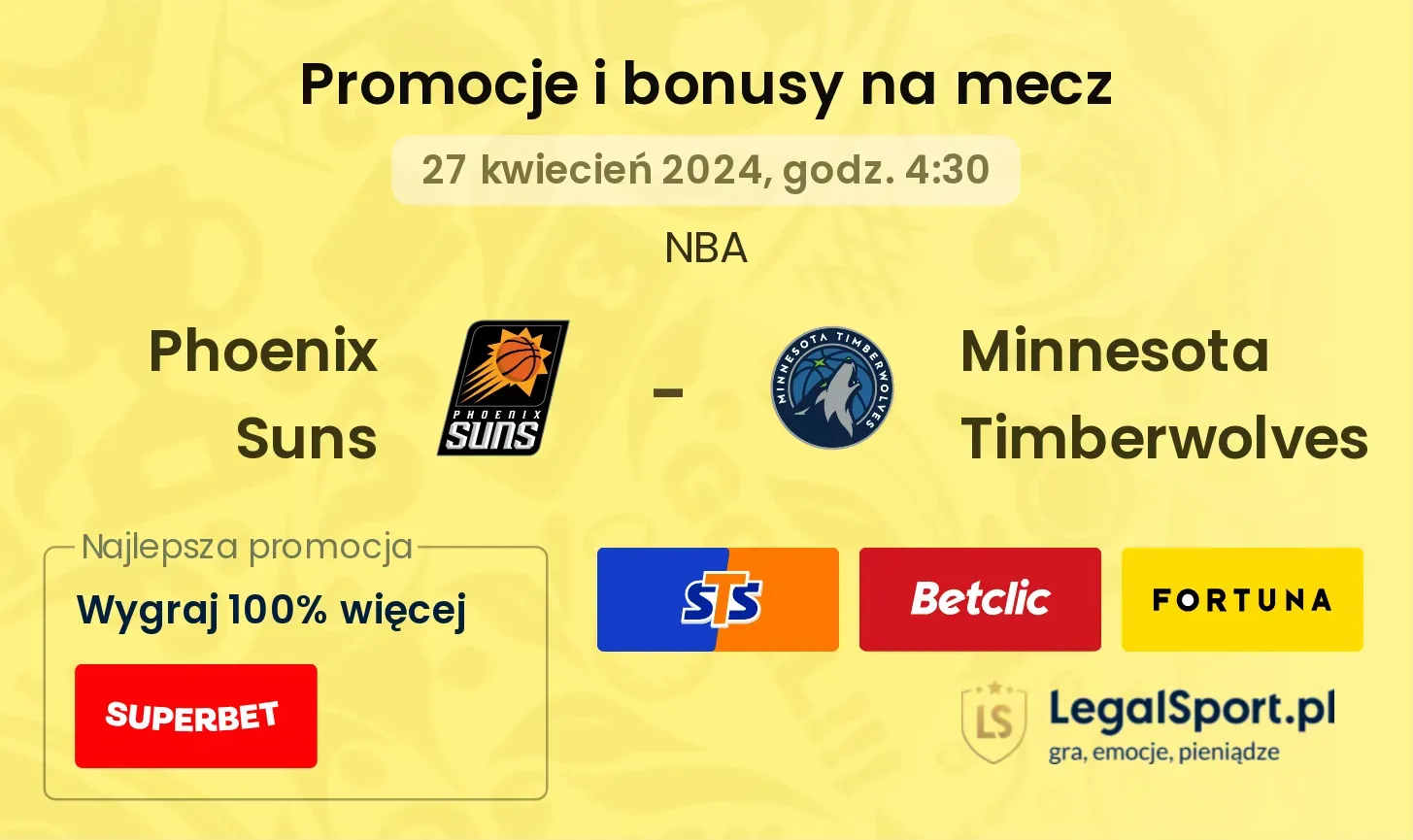 Phoenix Suns - Minnesota Timberwolves promocje bonusy na mecz