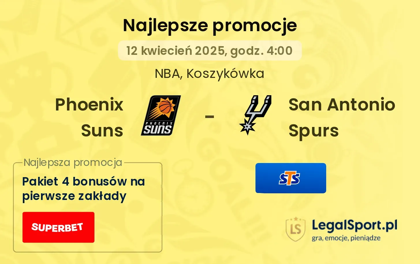 Phoenix Suns - San Antonio Spurs promocje bukmacherskie