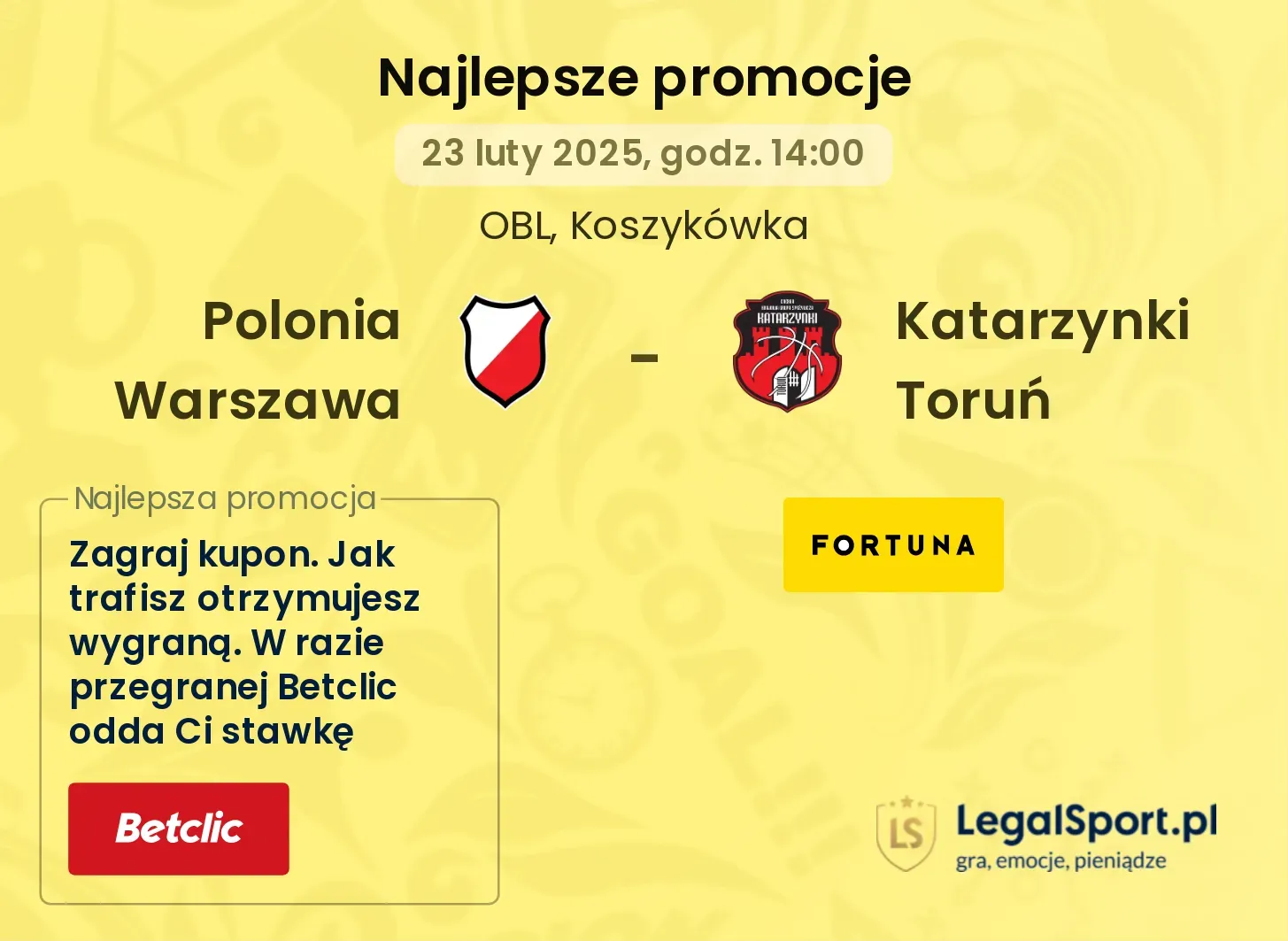 Polonia Warszawa - Katarzynki Toruń promocje u bukmacherów