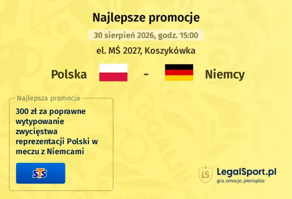 Promocja STS: 300 zł za wygraną Polski z Niemcami w eliminacjach MŚ 2027
