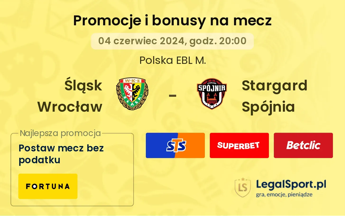 Śląsk Wrocław - Stargard Spójnia bonusy i promocje (04.06, 20:00)