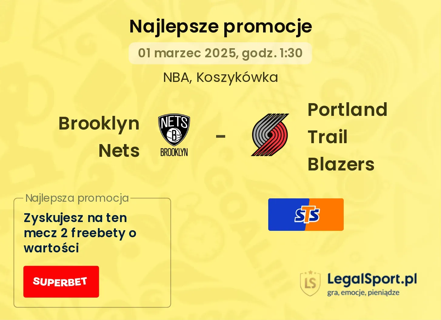 Brooklyn Nets - Portland Trail Blazers promocje u bukmacherów