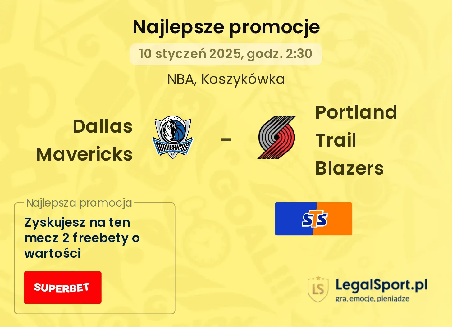 Dallas Mavericks - Portland Trail Blazers promocje bukmacherskie