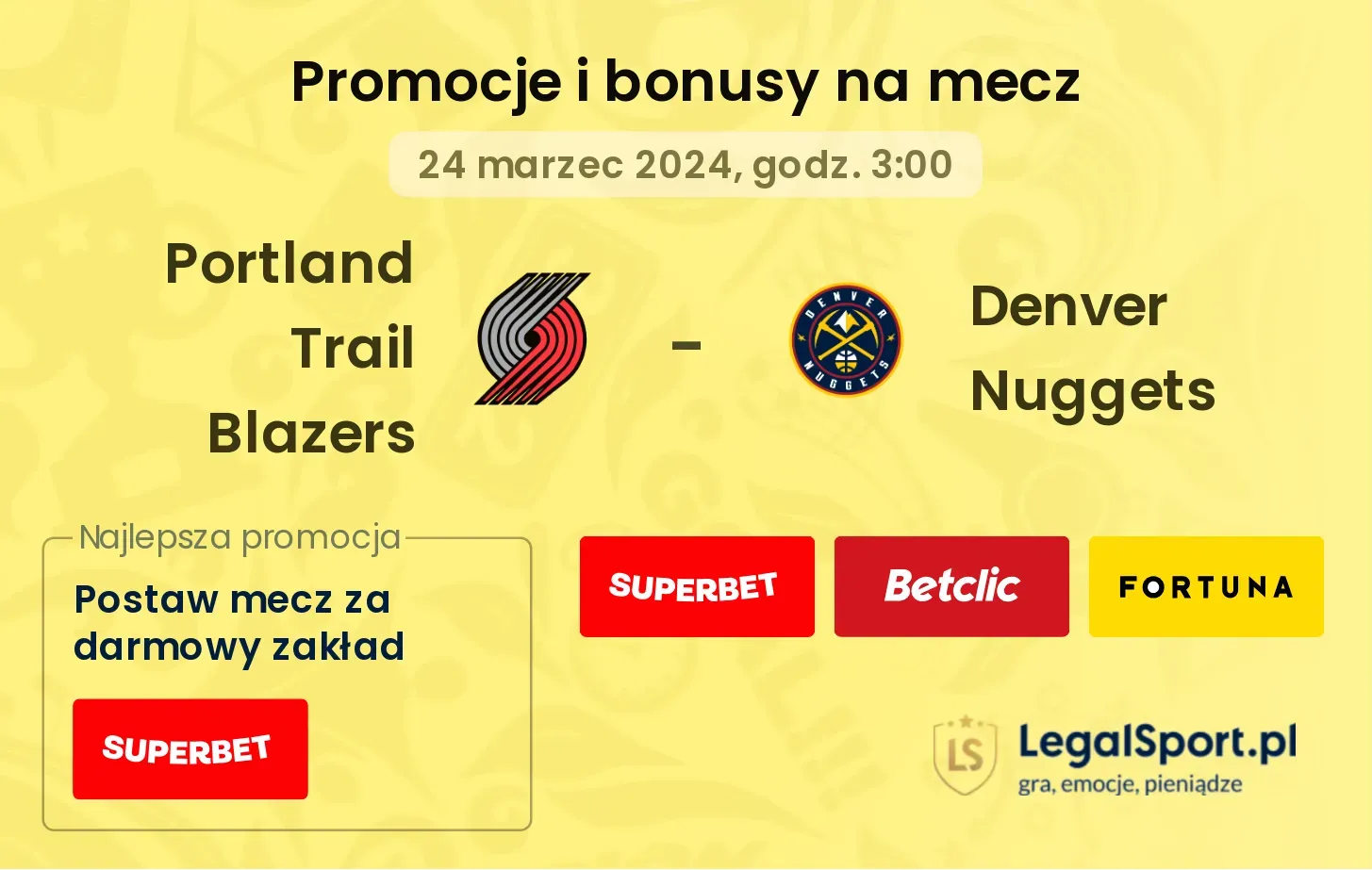Portland Trail Blazers - Denver Nuggets promocje bonusy na mecz