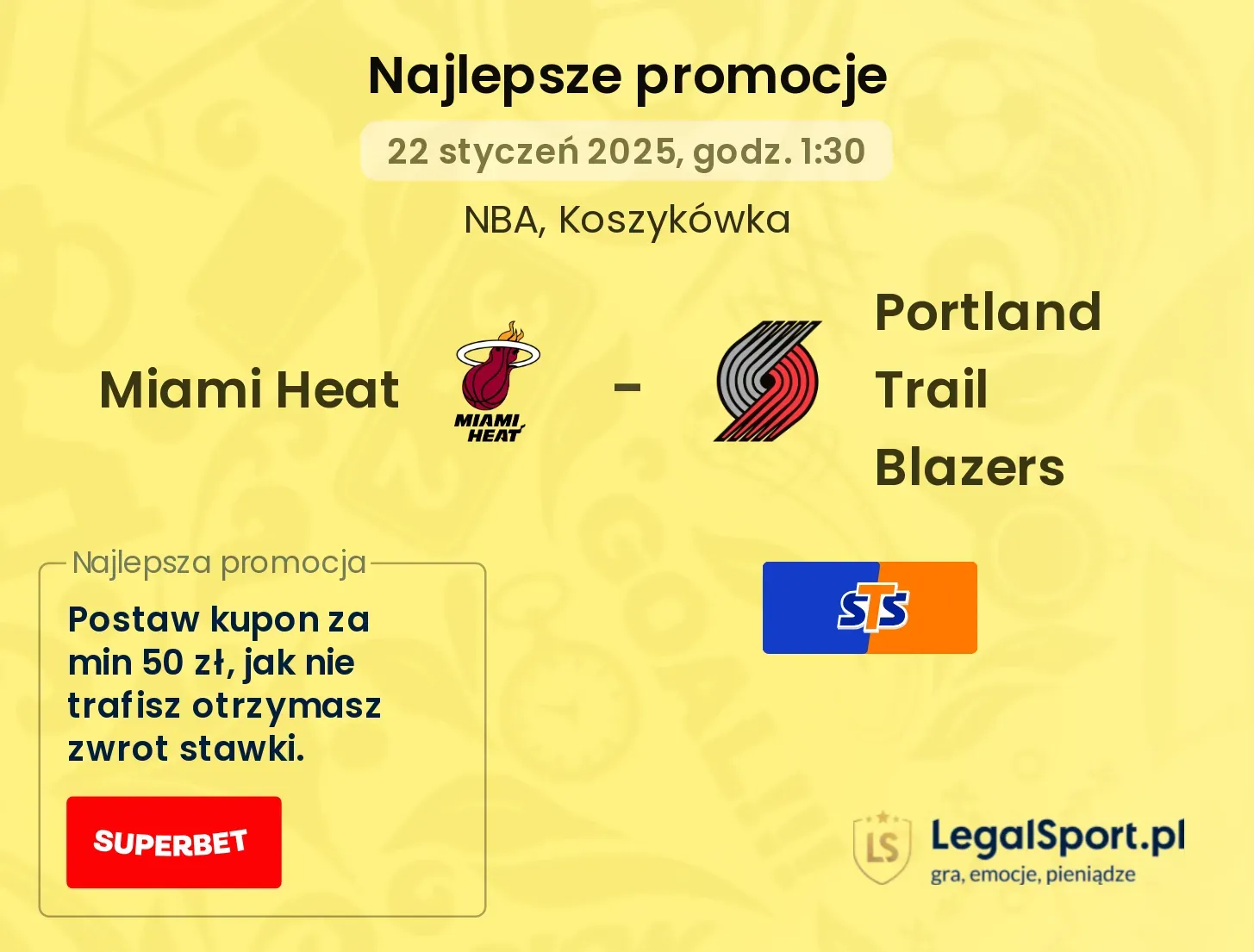 Miami Heat - Portland Trail Blazers promocje u bukmacherów