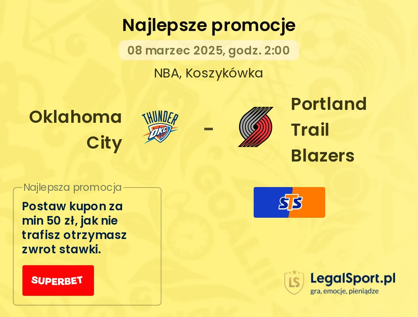 Oklahoma City - Portland Trail Blazers promocje u bukmacherów