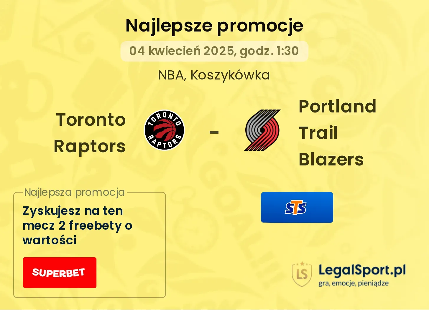 Toronto Raptors - Portland Trail Blazers promocje bukmacherskie