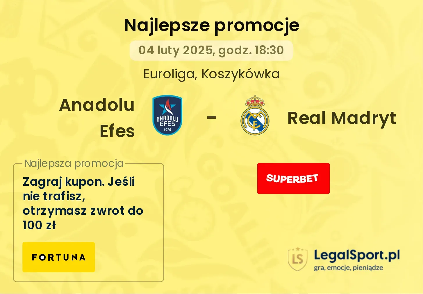 Anadolu Efes - Real Madryt promocje u bukmacherów