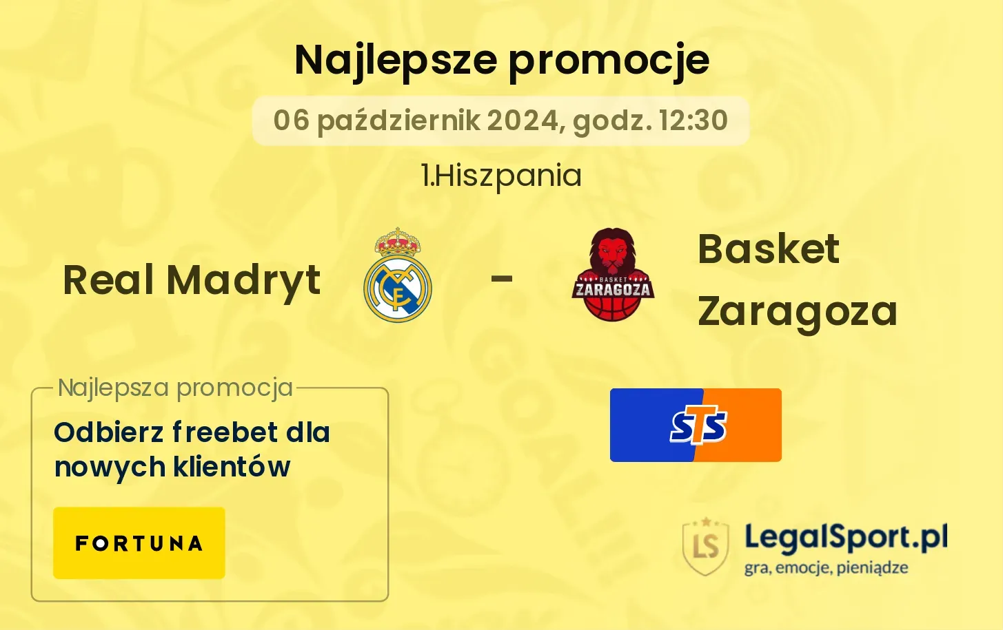 Real Madryt - Basket Zaragoza promocje bukmacherskie 06.10, 12:30