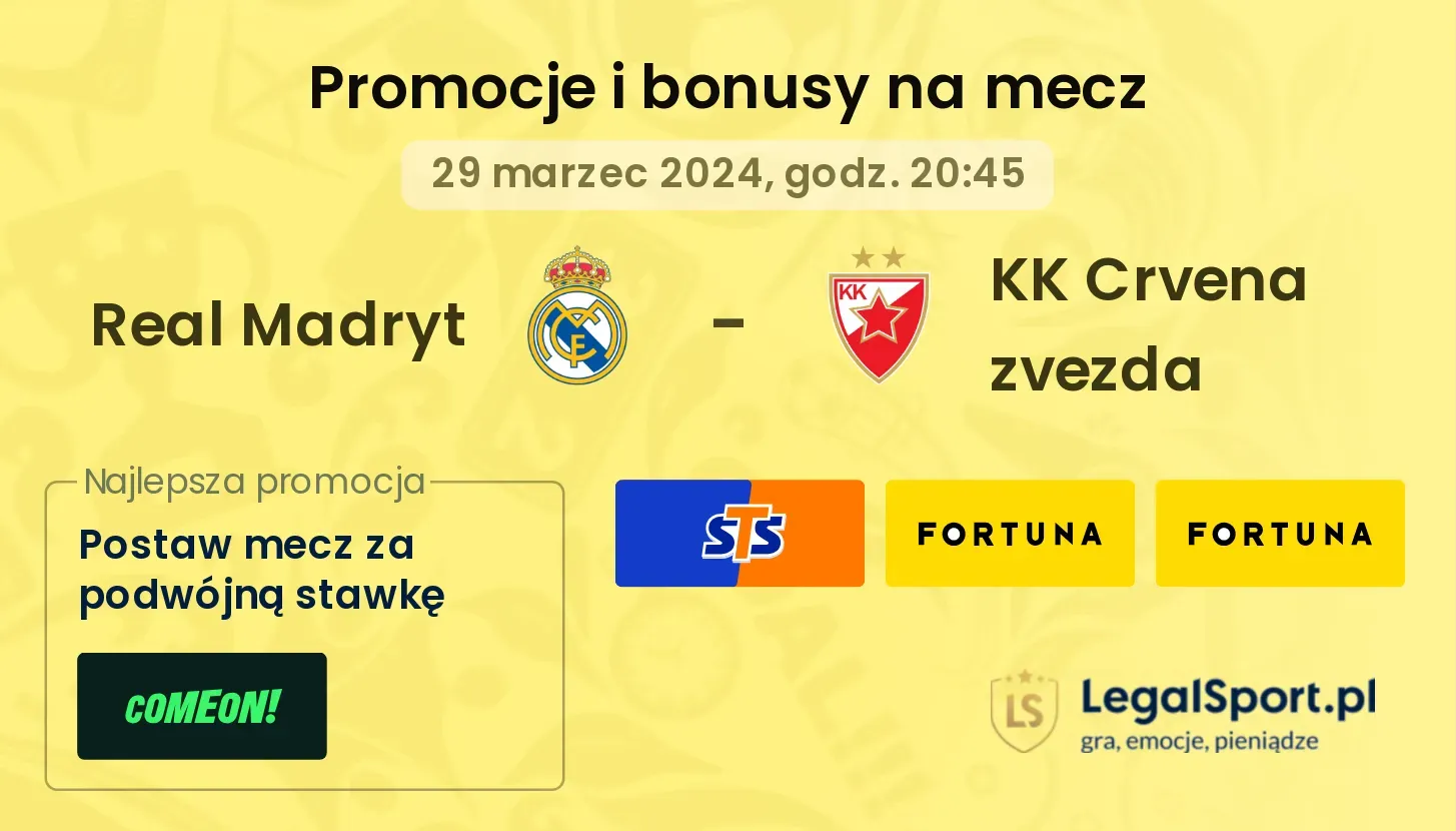 Real Madryt - KK Crvena zvezda promocje bonusy na mecz
