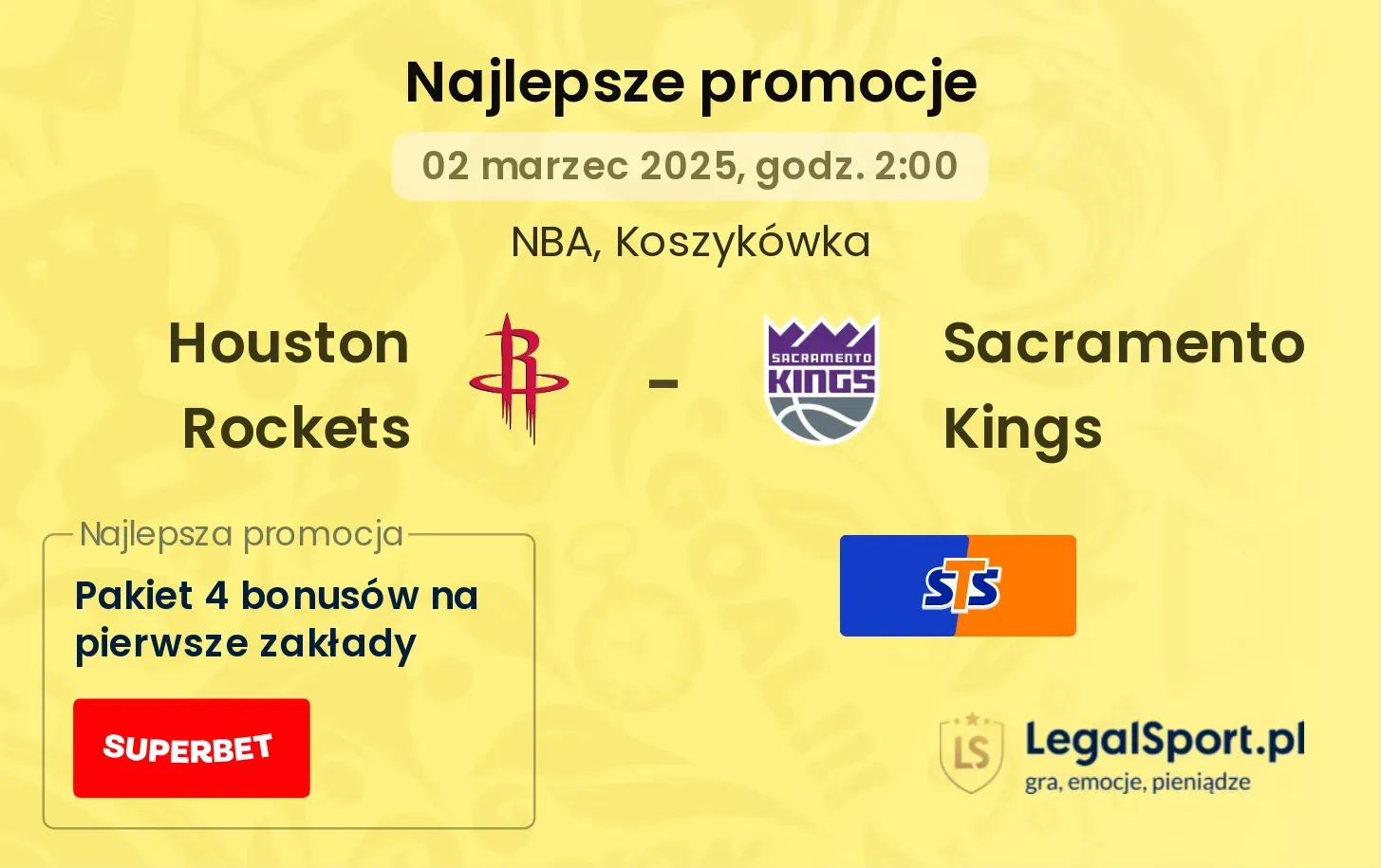 Houston Rockets - Sacramento Kings promocje bukmacherskie