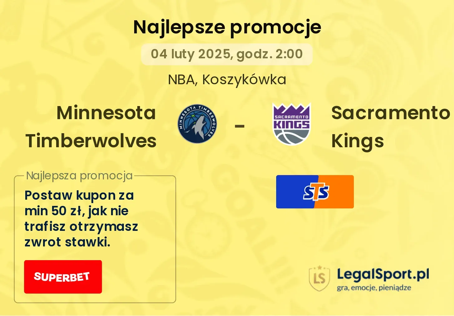 Minnesota Timberwolves - Sacramento Kings promocje u bukmacherów
