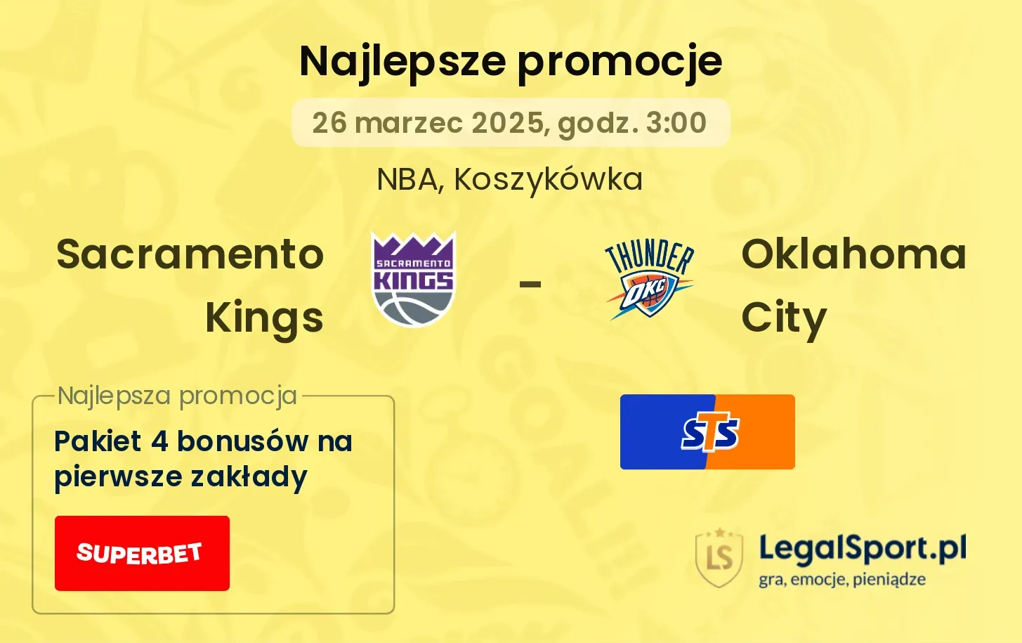 Sacramento Kings - Oklahoma City promocje bukmacherskie
