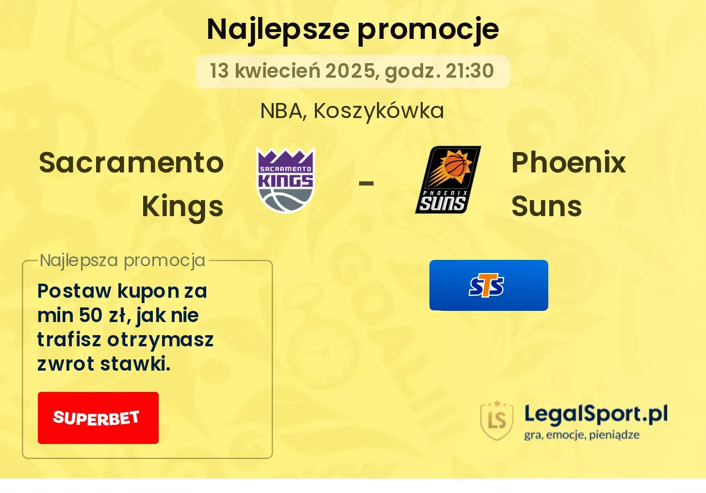 Sacramento Kings - Phoenix Suns promocje u bukmacherów