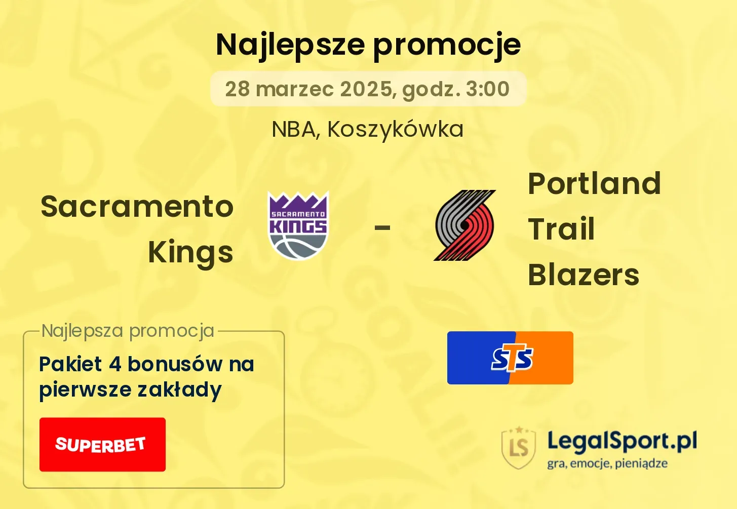 Sacramento Kings - Portland Trail Blazers promocje u bukmacherów