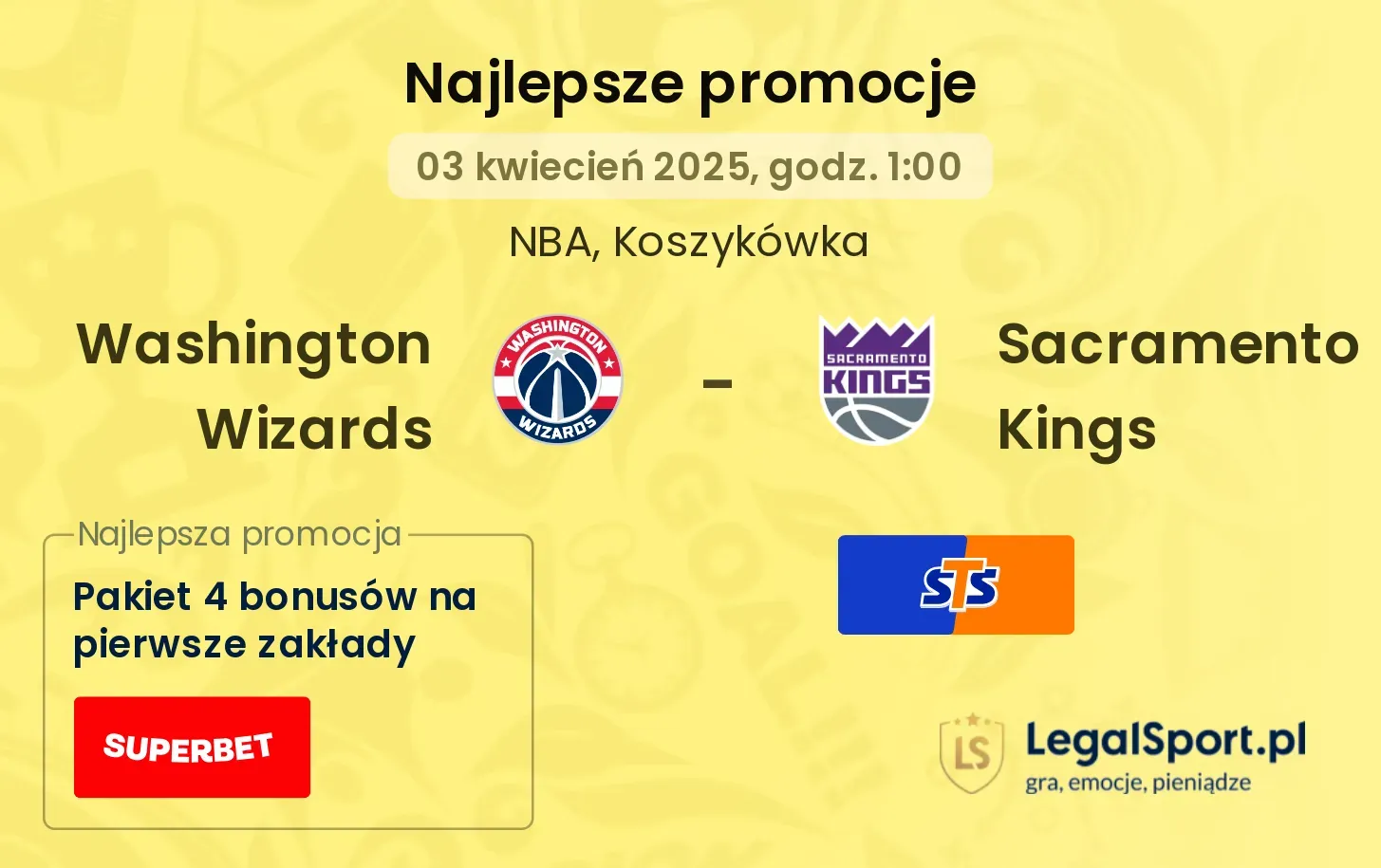 Washington Wizards - Sacramento Kings promocje bukmacherskie