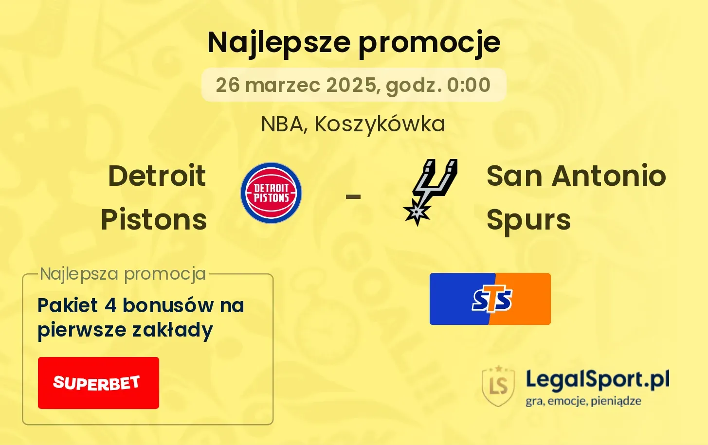 Detroit Pistons - San Antonio Spurs promocje u bukmacherów