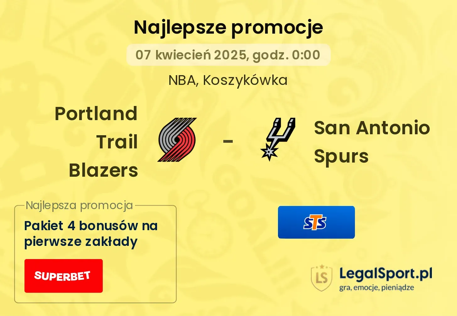 Portland Trail Blazers - San Antonio Spurs promocje bukmacherskie