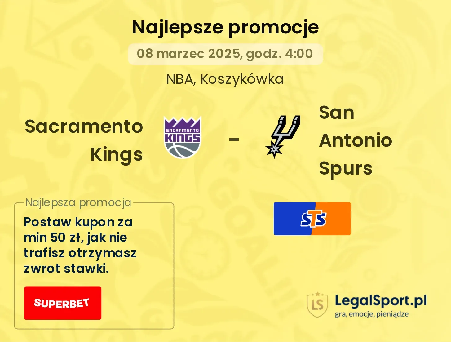 Sacramento Kings - San Antonio Spurs promocje bukmacherskie