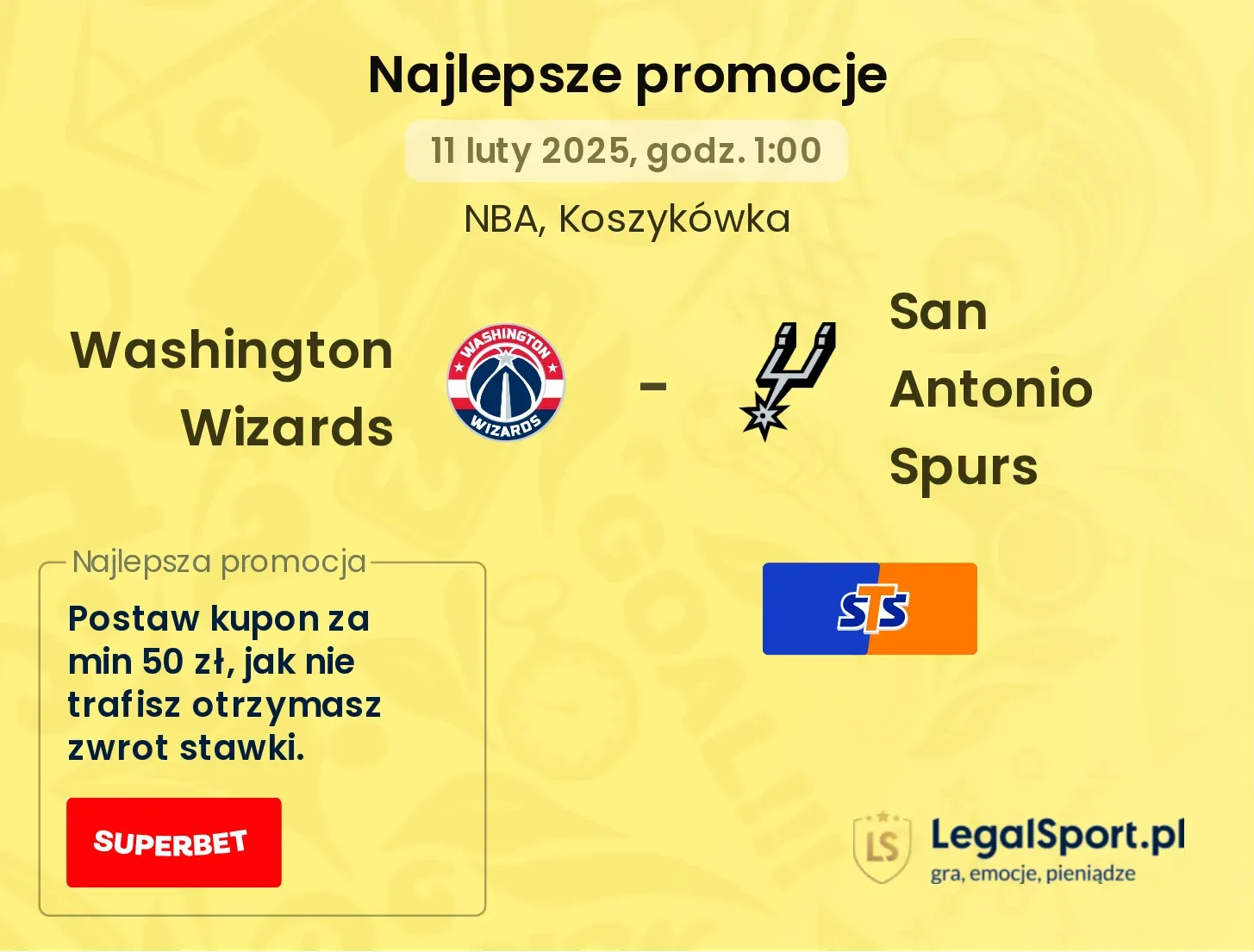 Washington Wizards - San Antonio Spurs promocje u bukmacherów