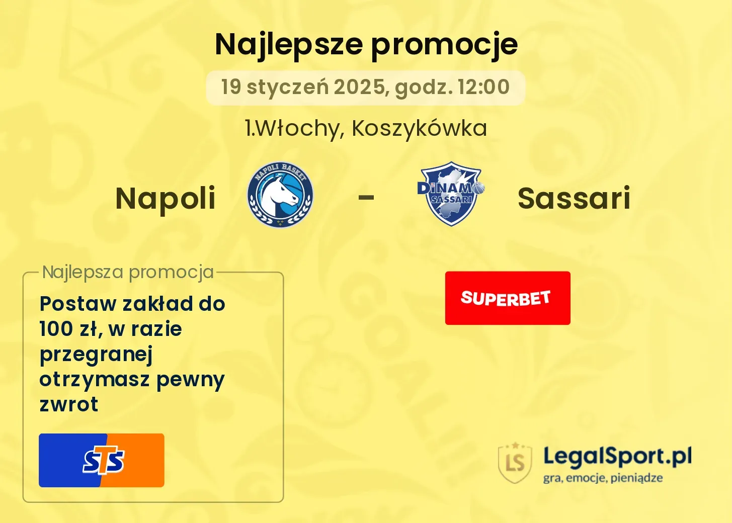 Napoli - Sassari promocje u bukmacherów