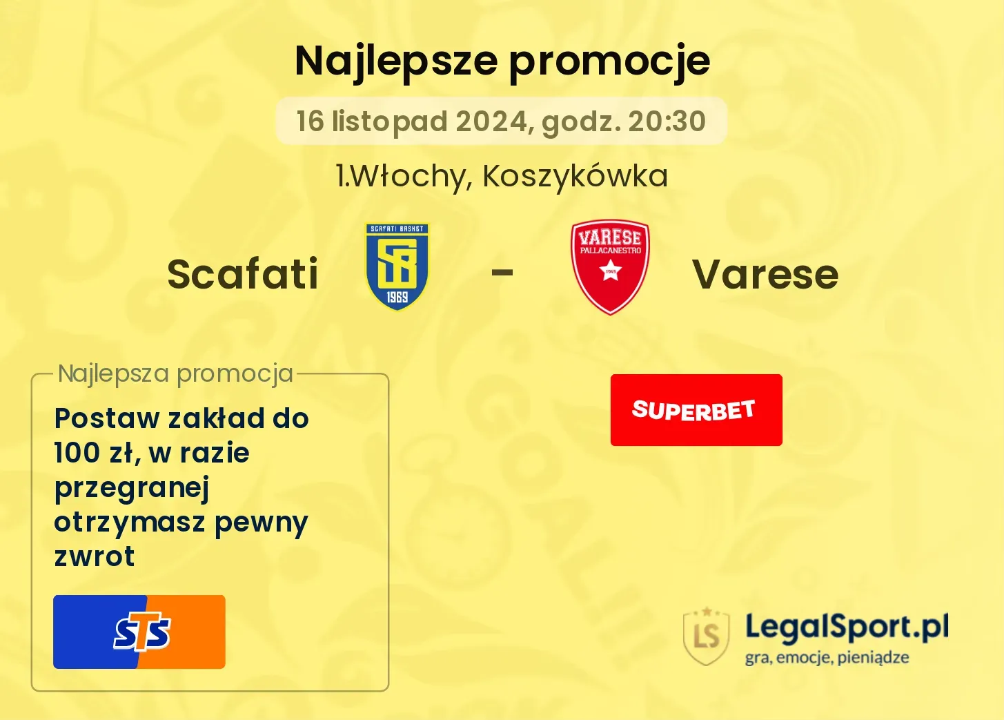 Scafati - Varese promocje u bukmacherów 16.11, 20:30