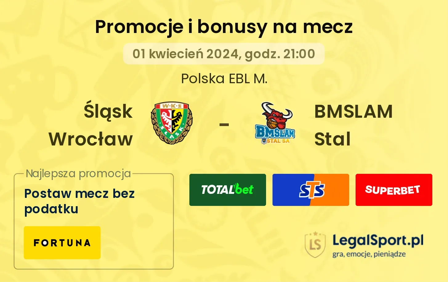 Śląsk Wrocław - BMSLAM Stal promocje bonusy na mecz