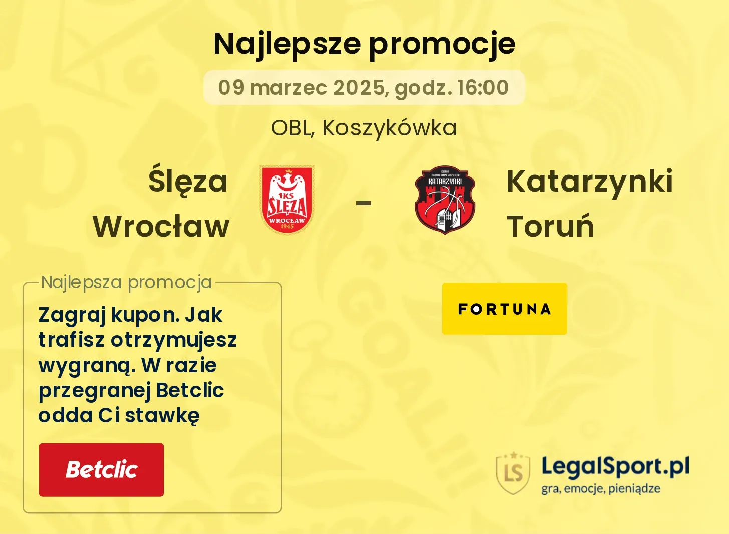 Ślęza Wrocław - Katarzynki Toruń promocje bukmacherskie