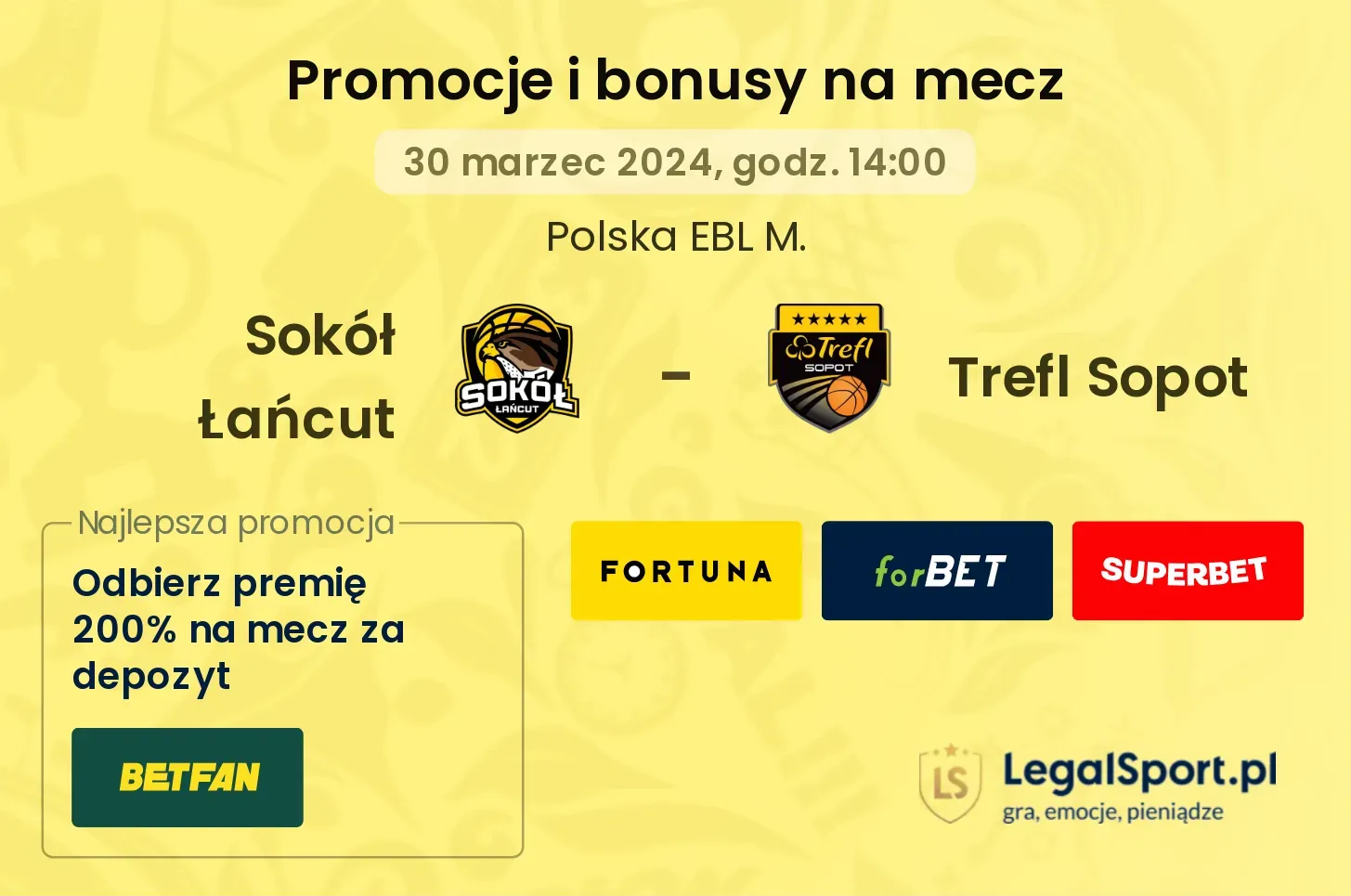 Sokół Łańcut - Trefl Sopot promocje bonusy na mecz