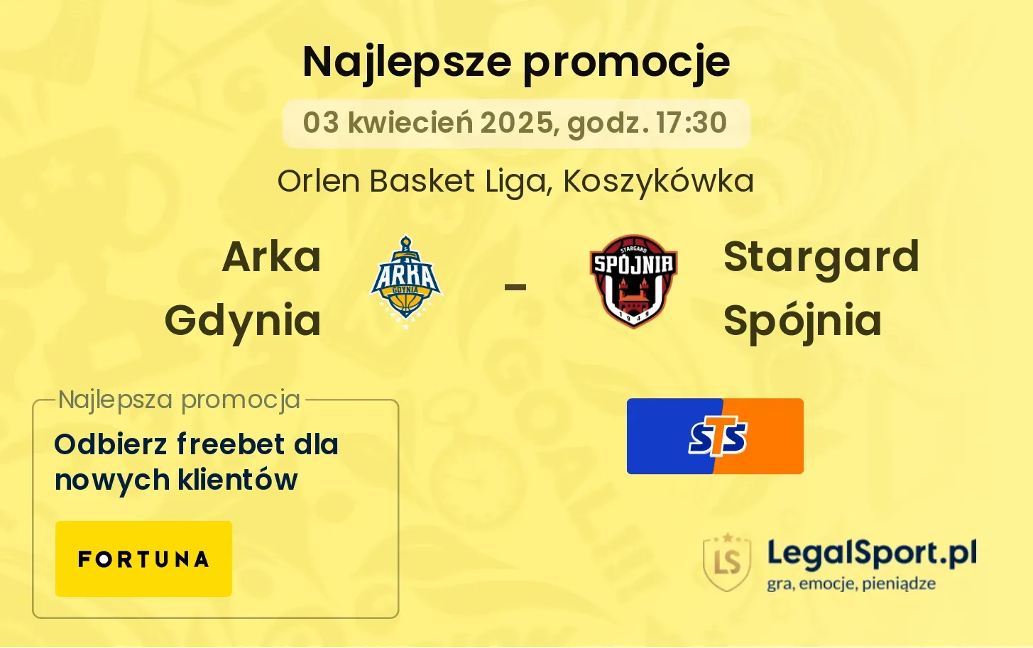 Arka Gdynia - Stargard Spójnia promocje u bukmacherów