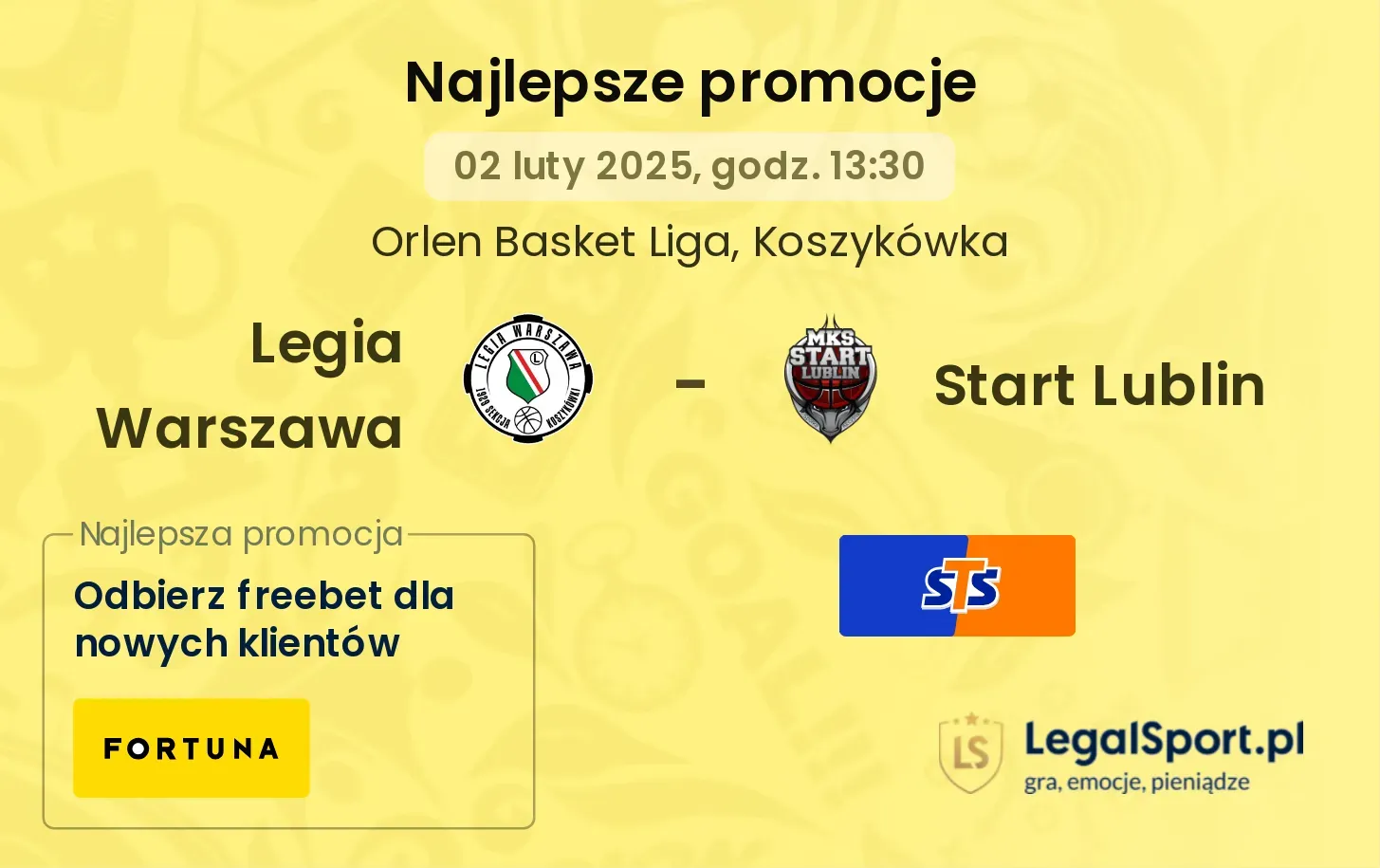 Legia Warszawa - Start Lublin promocje bukmacherskie