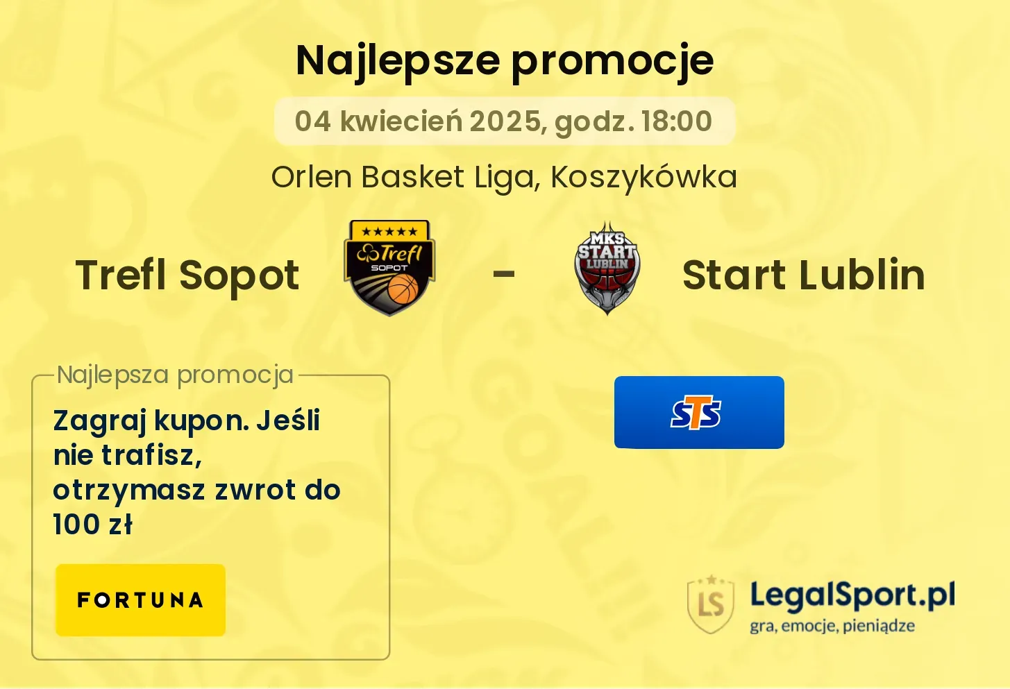 Trefl Sopot - Start Lublin promocje u bukmacherów