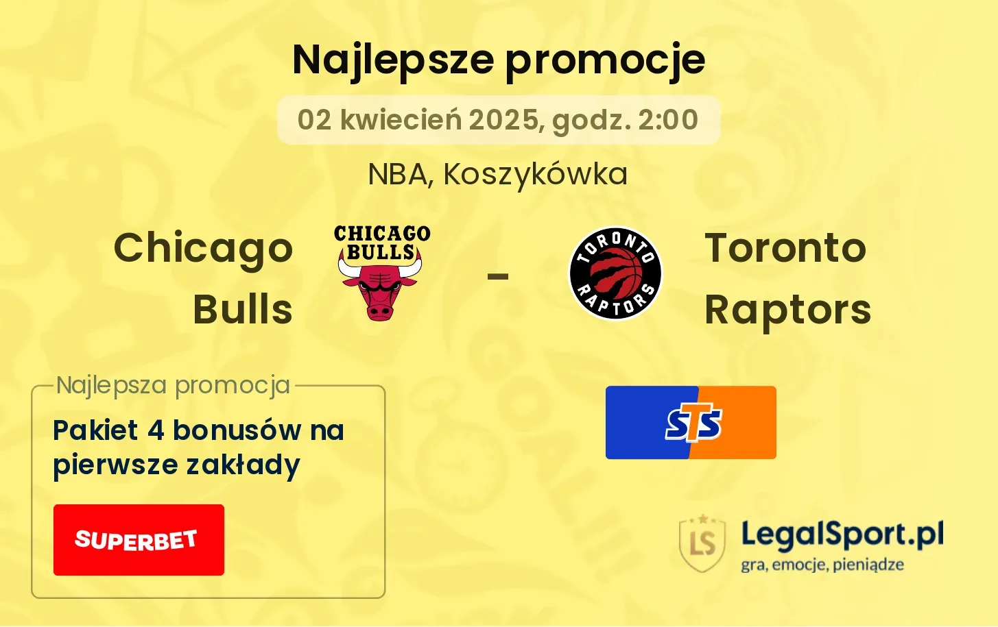Chicago Bulls - Toronto Raptors promocje bukmacherskie