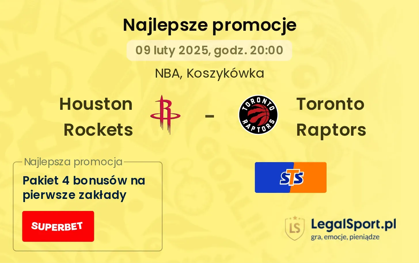 Houston Rockets - Toronto Raptors promocje u bukmacherów