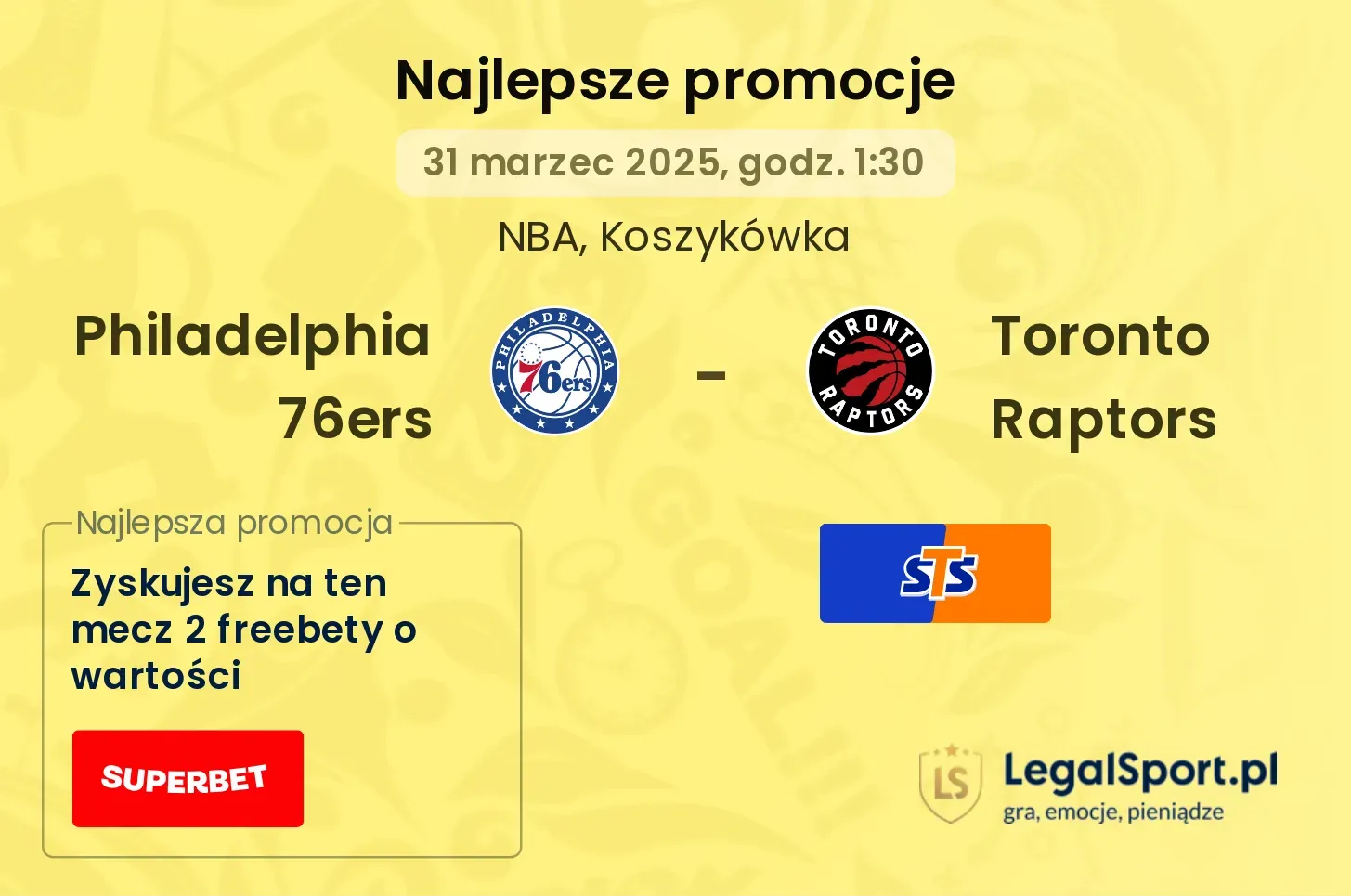 Philadelphia 76ers - Toronto Raptors promocje bukmacherskie