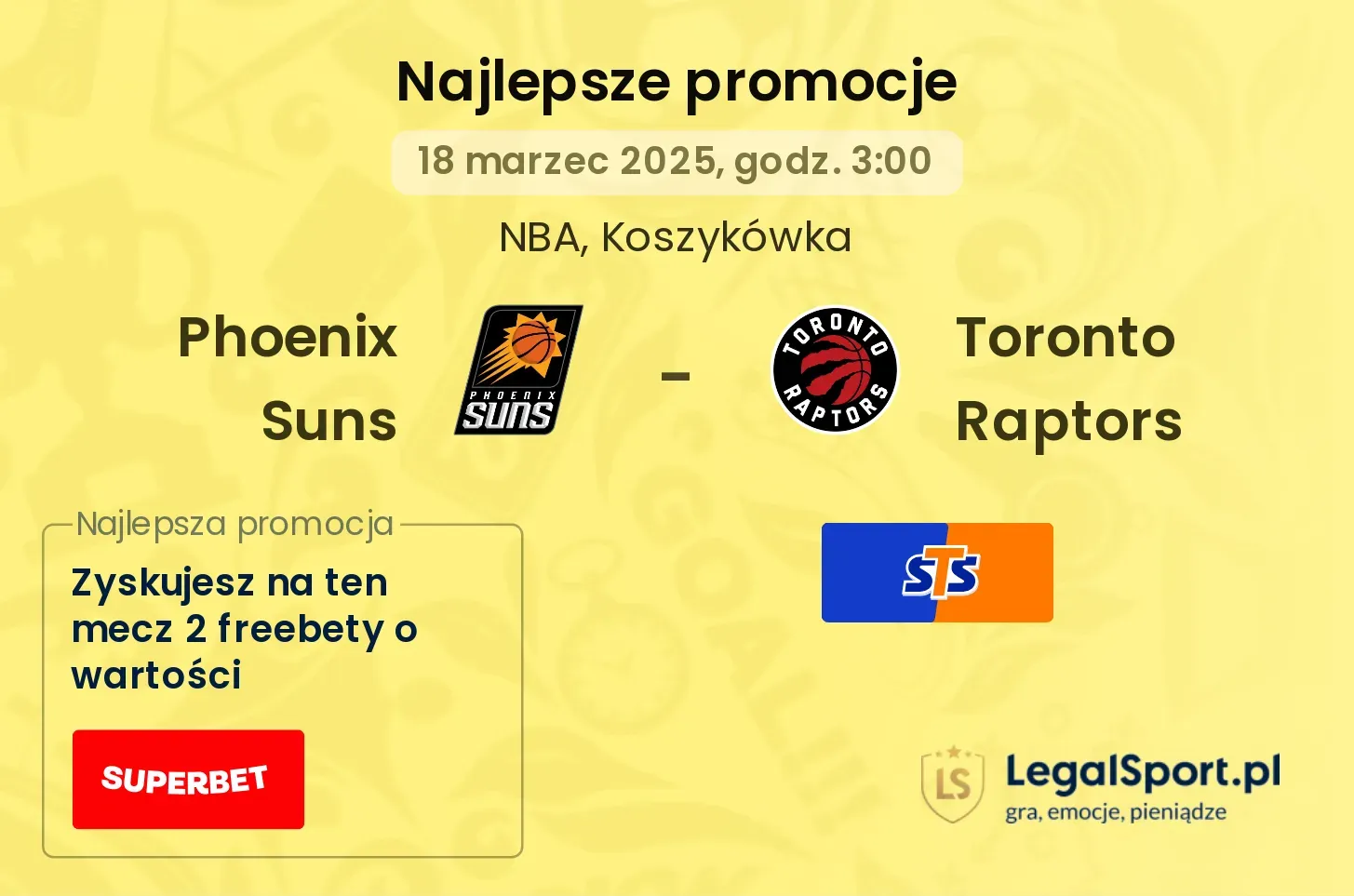 Phoenix Suns - Toronto Raptors promocje bukmacherskie