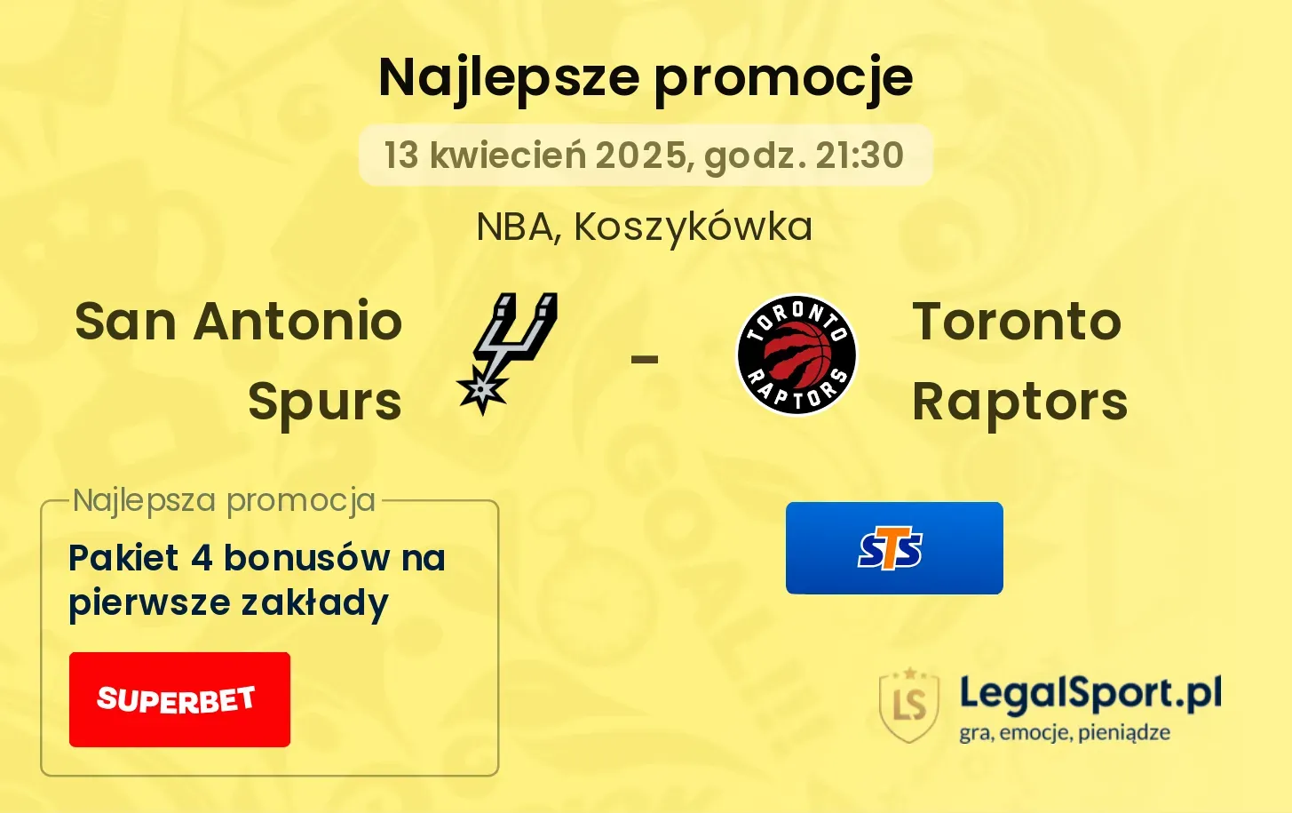 San Antonio Spurs - Toronto Raptors promocje u bukmacherów