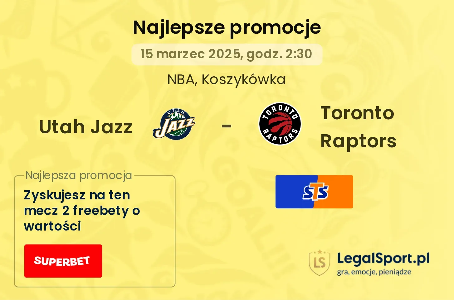 Utah Jazz - Toronto Raptors promocje bukmacherskie
