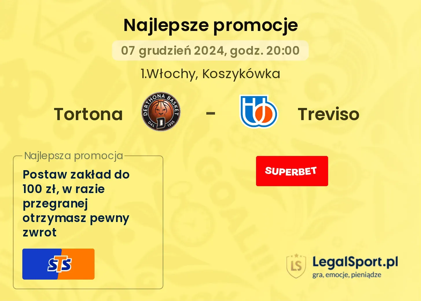 Tortona - Treviso promocje u bukmacherów