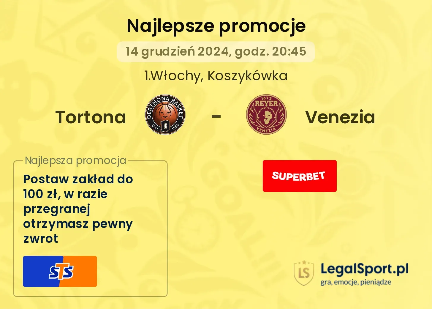 Tortona - Venezia promocje bukmacherskie