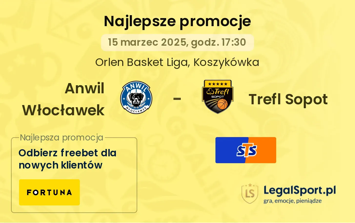 Anwil Włocławek - Trefl Sopot promocje bukmacherskie