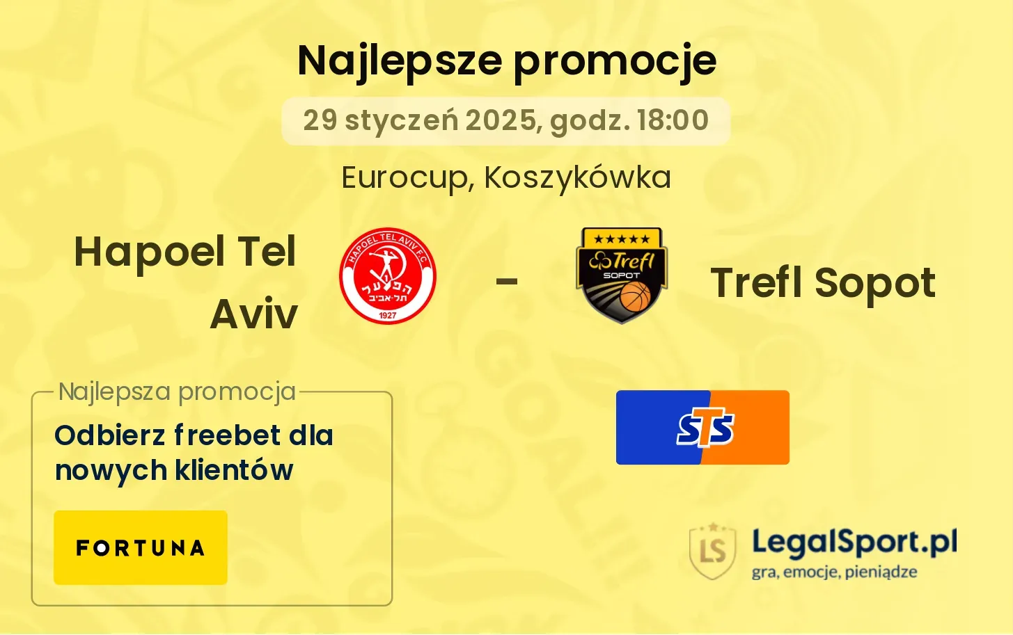 Hapoel Tel Aviv - Trefl Sopot promocje bukmacherskie