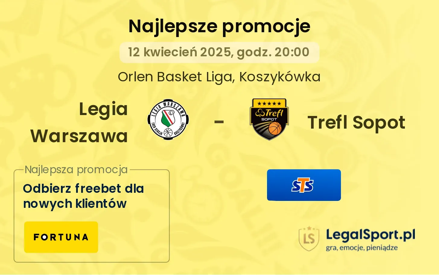 Legia Warszawa - Trefl Sopot promocje bukmacherskie