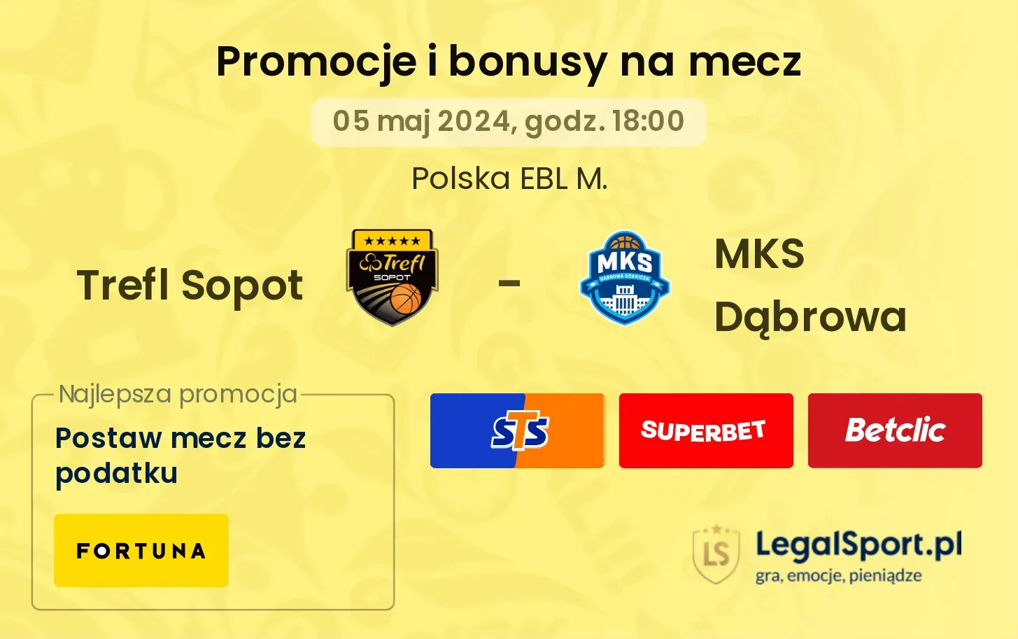 Trefl Sopot - MKS Dąbrowa promocje bonusy na mecz